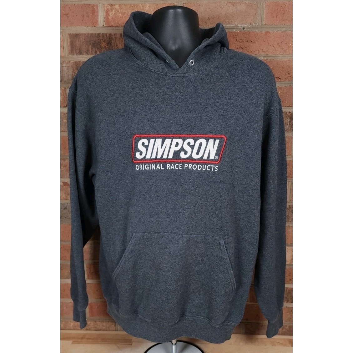 Simpson Racing Hoodie Mens Large Gray Pullover Sweatshirt